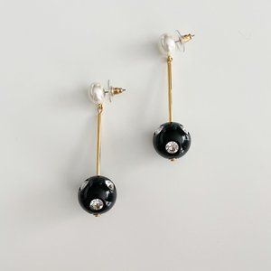 J. Crew Made-in-Italy Pearl and Crystal Drop Earrings (Black)